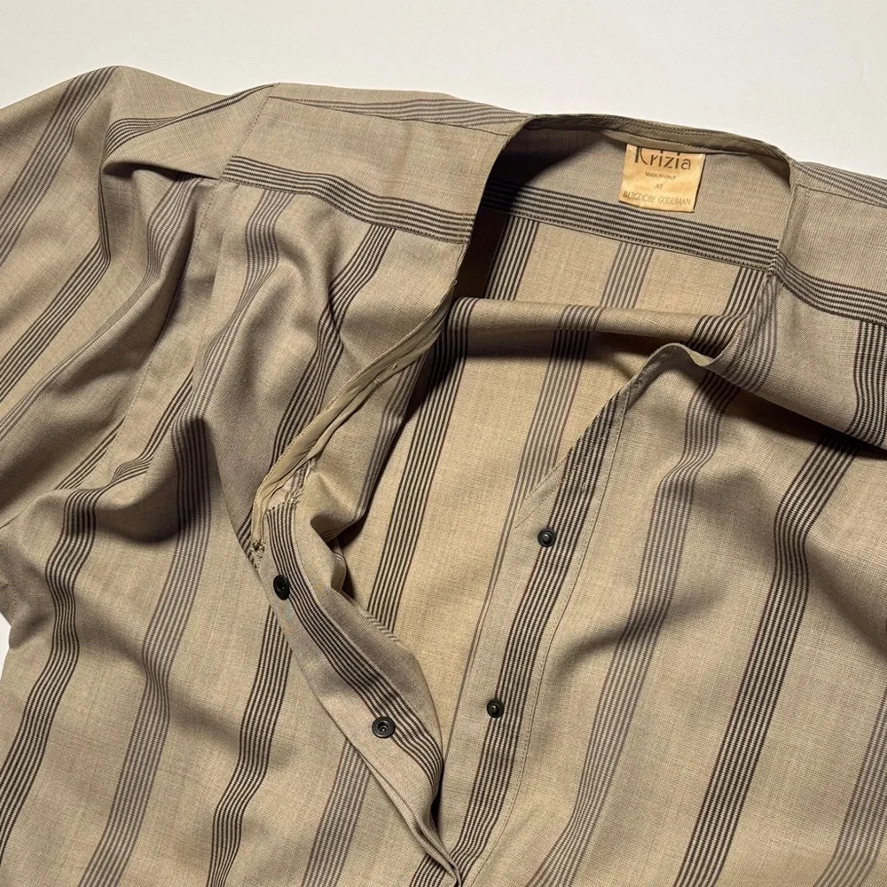 VINTAGE KRIZIA 90's Bergdorf Goodman Striped Neutral Midi Tunic Dress RARE M? - Picture 10 of 13
